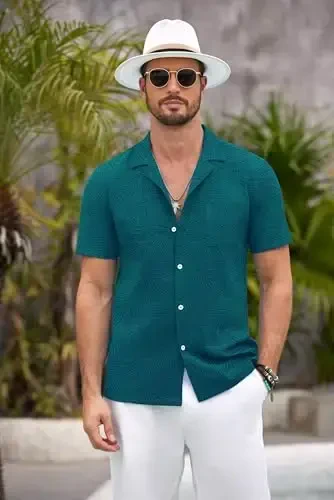 COOFANDY Mens Hawaiian Shirt Short Sleeve Floral Button Down Shirts Tropical Summer Beach Shirts Camp Collar Shirt - 4