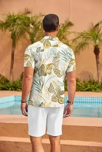 COOFANDY Mens Hawaiian Shirt Short Sleeve Floral Button Down Shirts Tropical Summer Beach Shirts Camp Collar Shirt - 4