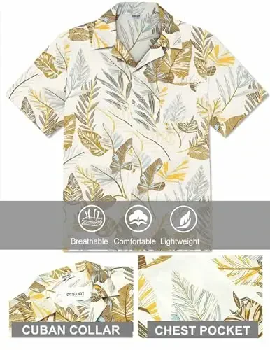 COOFANDY Mens Hawaiian Shirt Short Sleeve Floral Button Down Shirts Tropical Summer Beach Shirts Camp Collar Shirt - 5