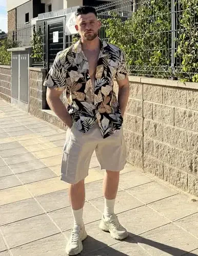 COOFANDY Mens Hawaiian Shirt Short Sleeve Floral Button Down Shirts Tropical Summer Beach Shirts Camp Collar Shirt - 3