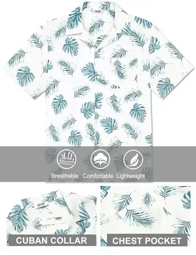 COOFANDY Mens Hawaiian Shirt Short Sleeve Floral Button Down Shirts Tropical Summer Beach Shirts Camp Collar Shirt - 5