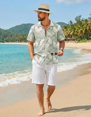 COOFANDY Mens Hawaiian Shirt Short Sleeve Floral Button Down Shirts Tropical Summer Beach Shirts Camp Collar Shirt - 4
