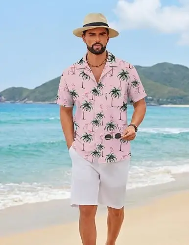 COOFANDY Mens Hawaiian Shirt Short Sleeve Floral Button Down Shirts Tropical Summer Beach Shirts Camp Collar Shirt - 3