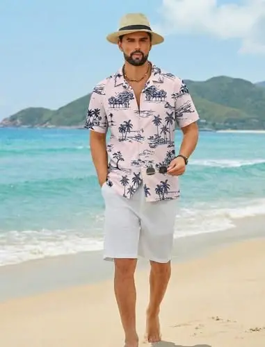 COOFANDY Mens Hawaiian Shirt Short Sleeve Floral Button Down Shirts Tropical Summer Beach Shirts Camp Collar Shirt - 3