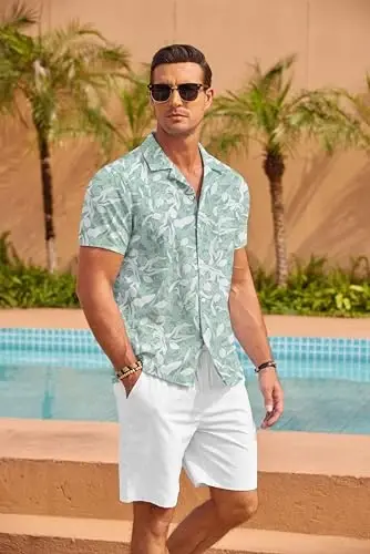 COOFANDY Mens Hawaiian Shirt Short Sleeve Floral Button Down Shirts Tropical Summer Beach Shirts Camp Collar Shirt - 3
