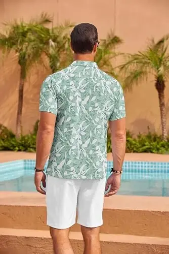 COOFANDY Mens Hawaiian Shirt Short Sleeve Floral Button Down Shirts Tropical Summer Beach Shirts Camp Collar Shirt - 4