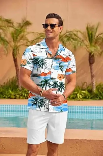 COOFANDY Mens Hawaiian Shirt Short Sleeve Floral Button Down Shirts Tropical Summer Beach Shirts Camp Collar Shirt - 3
