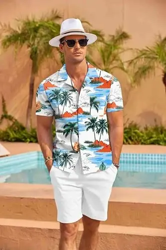 COOFANDY Mens Hawaiian Shirt Short Sleeve Floral Button Down Shirts Tropical Summer Beach Shirts Camp Collar Shirt - 4