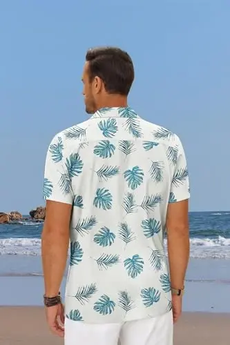 COOFANDY Mens Hawaiian Shirt Short Sleeve Floral Button Down Shirts Tropical Summer Beach Shirts Camp Collar Shirt - 3