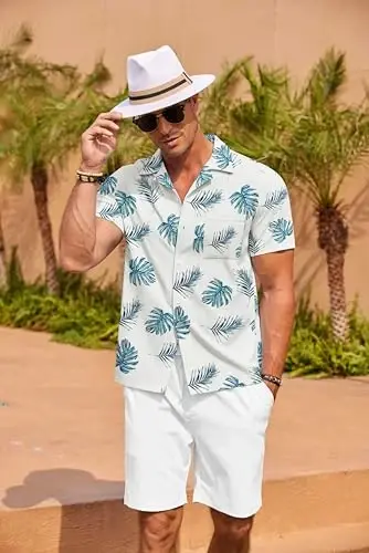 COOFANDY Mens Hawaiian Shirt Short Sleeve Floral Button Down Shirts Tropical Summer Beach Shirts Camp Collar Shirt - 4
