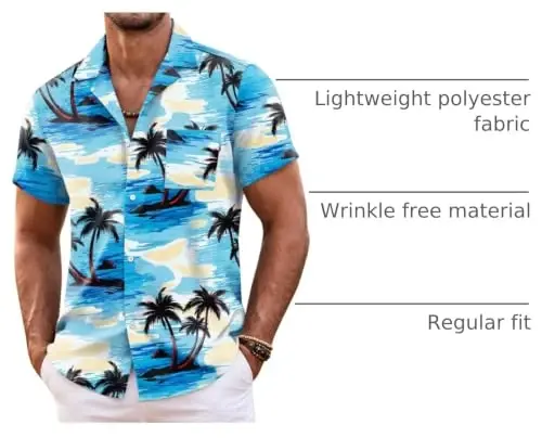 COOFANDY Mens Hawaiian Shirt Short Sleeve Floral Button Down Shirts Tropical Summer Beach Shirts Camp Collar Shirt - 4