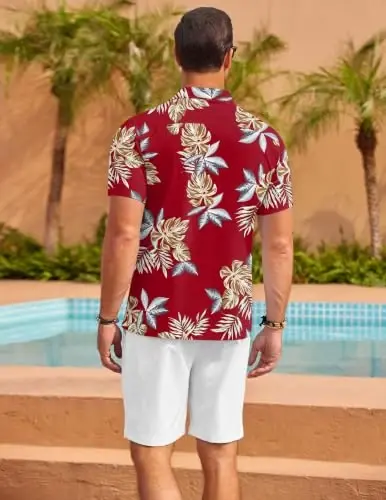 COOFANDY Mens Hawaiian Shirt Short Sleeve Floral Button Down Shirts Tropical Summer Beach Shirts Camp Collar Shirt - 6