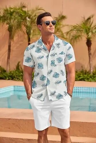 COOFANDY Mens Hawaiian Shirt Short Sleeve Floral Button Down Shirts Tropical Summer Beach Shirts Camp Collar Shirt - COOFANDY (1)