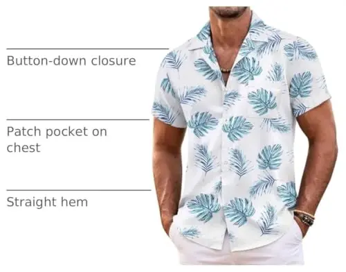 COOFANDY Mens Hawaiian Shirt Short Sleeve Floral Button Down Shirts Tropical Summer Beach Shirts Camp Collar Shirt - 4