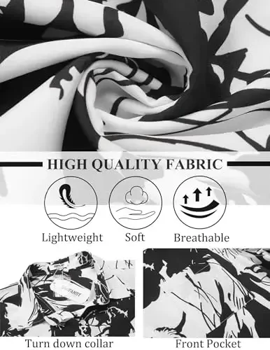 COOFANDY Mens Hawaiian Shirt Short Sleeve Tugmalar bilan pastga tushadigan ko'ylaklar Tropik yozgi plyaj ko'ylaklari Kundalik gul bosma Aloha ko'ylaklari - 5