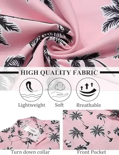 COOFANDY Mens Hawaiian Shirt Short Sleeve Tugmalar Pastga Ko'ylaklar Tropik Yozgi Plaj Ko'ylaklari Tasodifiy Floral Aloha Ko'ylaklar - 6