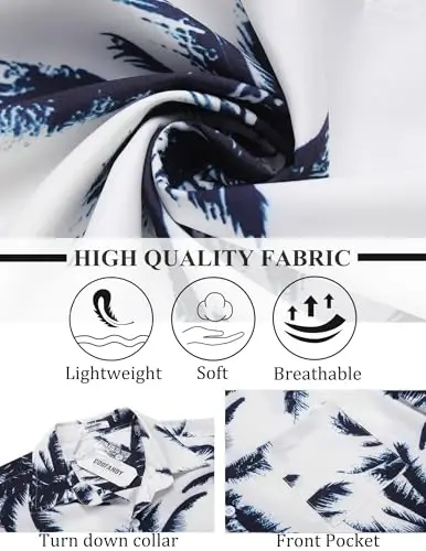 COOFANDY Mens Hawaiian Shirt Short Sleeve Tugmalar Pastga Ko'ylaklar Tropik Yozgi Plaj Ko'ylaklari Tasodifiy Gul Aloha Ko'ylaklari - 5