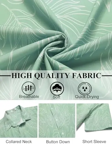 COOFANDY Mens Hawaiian Shirts Short Sleeve Button Down Aloha Shirt Casual Beach Clothes - 6