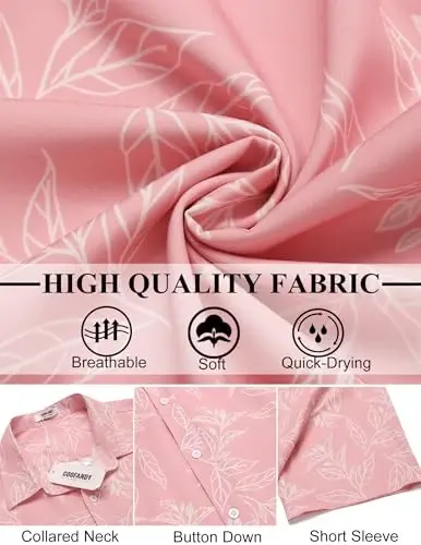 COOFANDY Mens Hawaiian Shirts Short Sleeve Button Down Aloha Shirt Casual Beach Clothes - 6