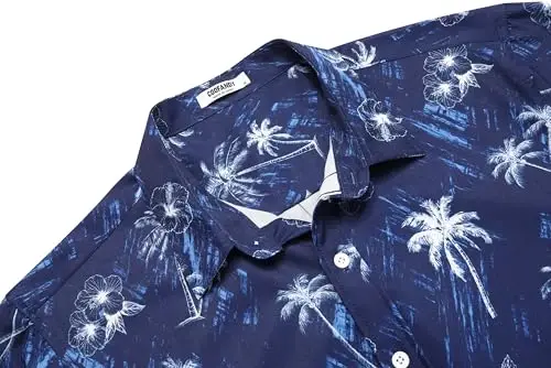 COOFANDY Mens Hawaiian Shirts Short Sleeve Button Down Aloha Shirt Casual Beach Clothes - 6