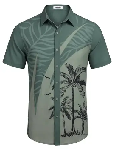 COOFANDY Mens Hawaiian Shirts Short Sleeve Button Down Aloha Shirt Casual Beach Clothes - 5