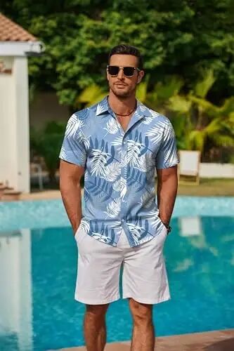 COOFANDY Mens Hawaiian Shirts Short Sleeve Button Down Aloha Shirt Casual Beach Clothes - COOFANDY (1)