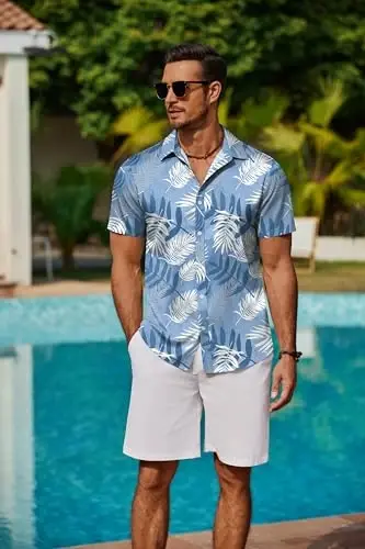COOFANDY Mens Hawaiian Shirts Short Sleeve Button Down Aloha Shirt Casual Beach Clothes - 3