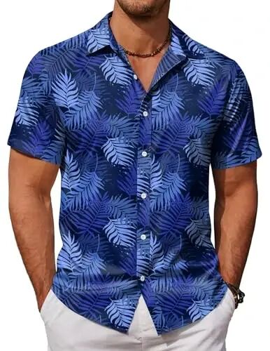 COOFANDY Mens Hawaiian Shirts Short Sleeve Button Down Aloha Shirt Casual Beach Clothes - COOFANDY