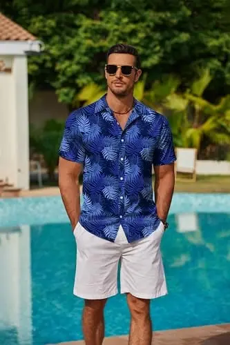 COOFANDY Mens Hawaiian Shirts Short Sleeve Button Down Aloha Shirt Casual Beach Clothes - COOFANDY (1)