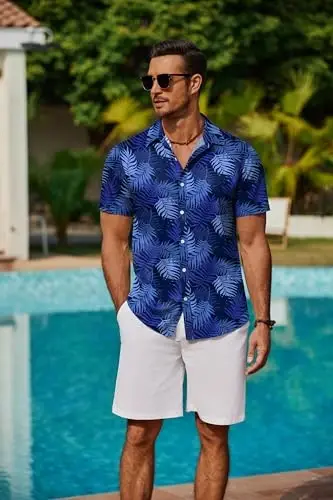 COOFANDY Mens Hawaiian Shirts Short Sleeve Button Down Aloha Shirt Casual Beach Clothes - 3