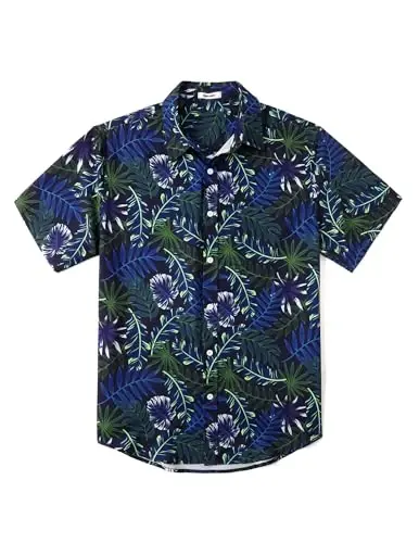 COOFANDY Mens Hawaiian Shirts Short Sleeve Button Down Aloha Shirt Casual Beach Clothes - 3