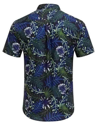 COOFANDY Mens Hawaiian Shirts Short Sleeve Button Down Aloha Shirt Casual Beach Clothes - 4