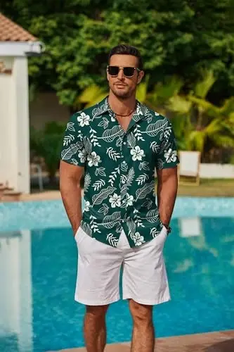 COOFANDY Mens Hawaiian Shirts Short Sleeve Button Down Aloha Shirt Casual Beach Clothes - COOFANDY (1)
