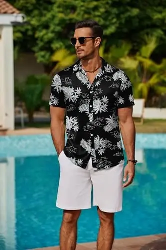 COOFANDY Mens Hawaiian Shirts Short Sleeve Button Down Aloha Shirt Casual Beach Clothes - COOFANDY (1)