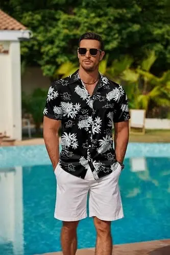 COOFANDY Mens Hawaiian Shirts Short Sleeve Button Down Aloha Shirt Casual Beach Clothes - 3