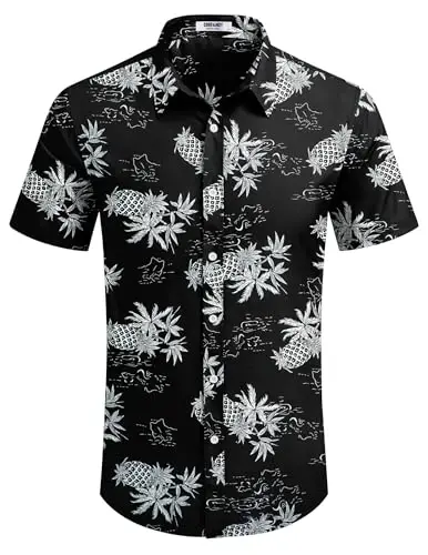COOFANDY Mens Hawaiian Shirts Short Sleeve Button Down Aloha Shirt Casual Beach Clothes - 5