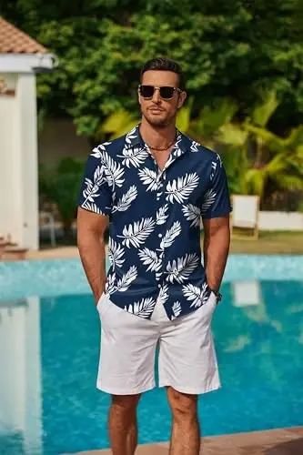 COOFANDY Mens Hawaiian Shirts Short Sleeve Button Down Aloha Shirt Casual Beach Clothes - COOFANDY (1)