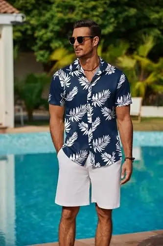 COOFANDY Mens Hawaiian Shirts Short Sleeve Button Down Aloha Shirt Casual Beach Clothes - 3