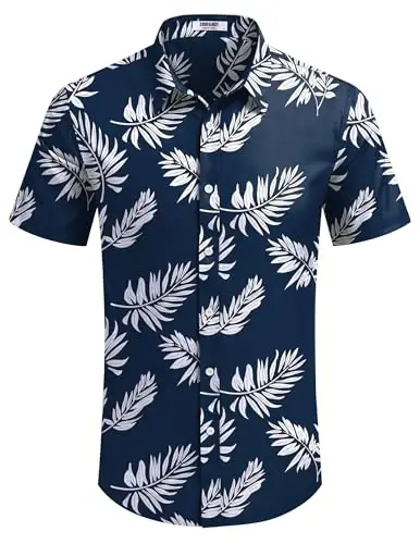 COOFANDY Mens Hawaiian Shirts Short Sleeve Button Down Aloha Shirt Casual Beach Clothes - 6