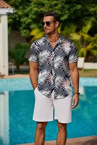 COOFANDY Mens Hawaiian Shirts Short Sleeve Button Down Aloha Shirt Casual Beach Clothes - 3