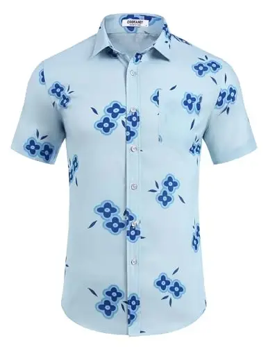 COOFANDY Mens Hawaiian Shirts Short Sleeve Casual Button Down Tropical Beach Shirt - 2