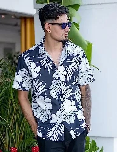 COOFANDY Mens Hawaiian Shirts Short Sleeve Casual Button Down Tropical Beach Shirt - 2