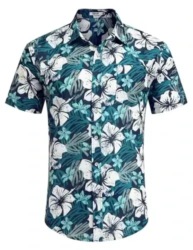 COOFANDY Mens Hawaiian Shirts Short Sleeve Casual Button Down Tropical Beach Shirt - 2