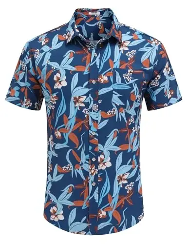 COOFANDY Mens Hawaiian Shirts Short Sleeve Casual Button Down Tropical Beach Shirt - 2