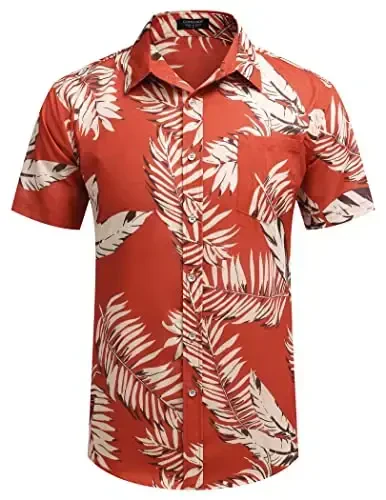 COOFANDY Mens Hawaiian Shirts Short Sleeve Casual Button Down Tropical Beach Shirt - 4