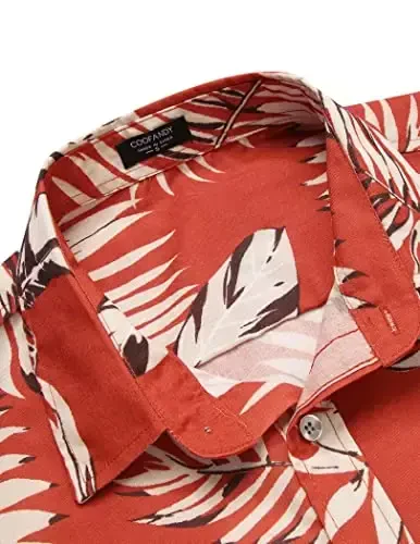 COOFANDY Mens Hawaiian Shirts Short Sleeve Casual Button Down Tropical Beach Shirt - 5