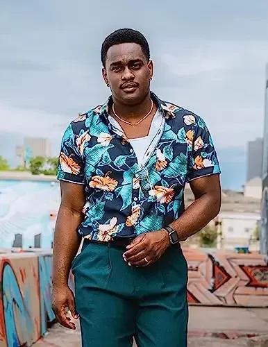 COOFANDY Mens Hawaiian Shirts Short Sleeve Casual Button Down Tropical Beach Shirt - 3