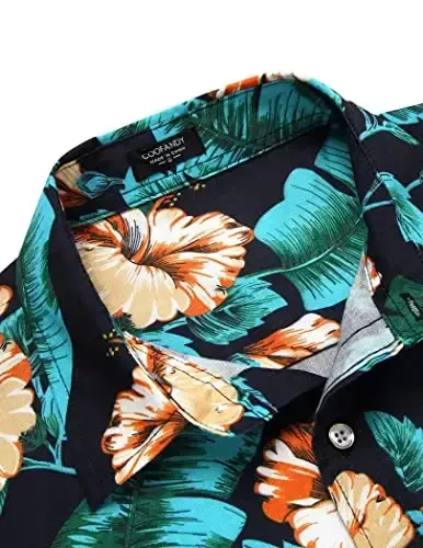 COOFANDY Mens Hawaiian Shirts Short Sleeve Casual Button Down Tropical Beach Shirt - 5