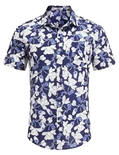 COOFANDY Mens Hawaiian Shirts Short Sleeve Casual Button Down Tropical Beach Shirt - 2