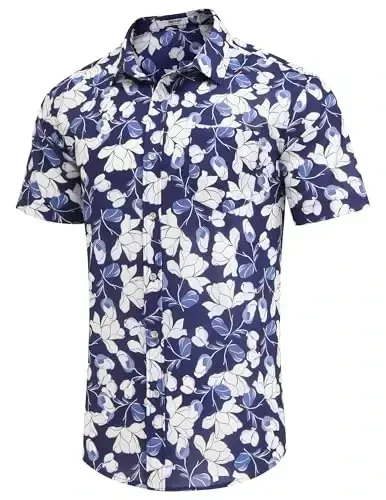 COOFANDY Mens Hawaiian Shirts Short Sleeve Casual Button Down Tropical Beach Shirt - 3